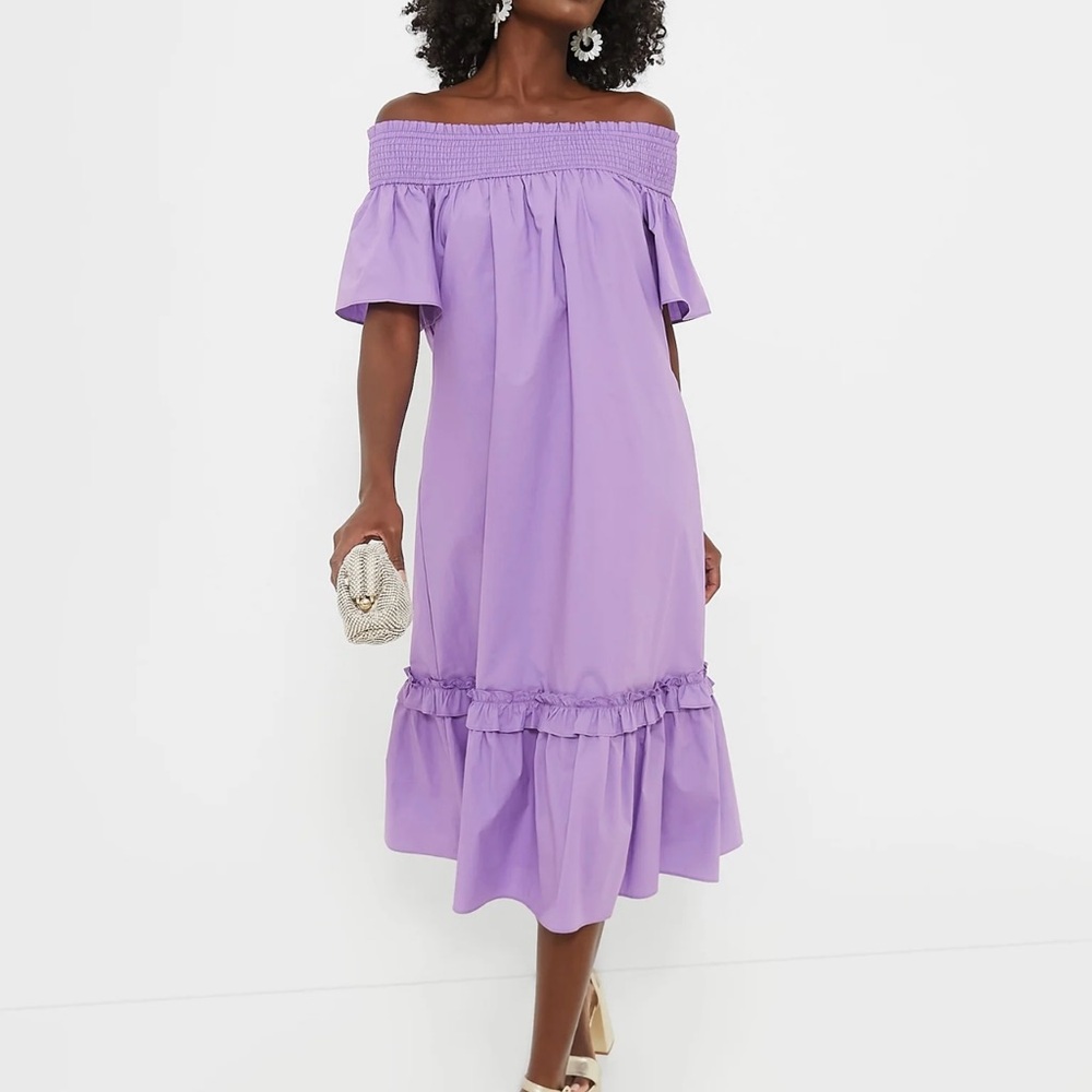 Hyacinth House Purple Shirred MIDI Capri Dress